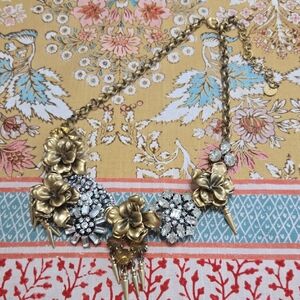 Stella & Dot Gold and Silver Floral Necklace